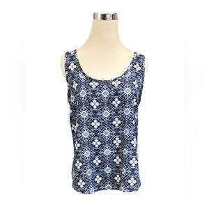 Bjewel Womens L Multicolor Patterned Back Zip Tank Boho Summer Casual